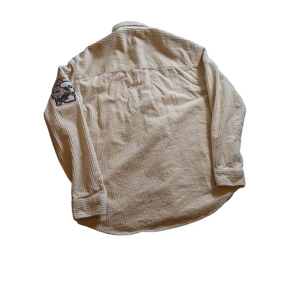 H&M Varsity Corduroy Shirt Jacket Mens Medium Snap Button Embroidered SF Tiger - Picture 13 of 16